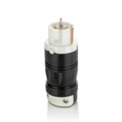 50-Amp, 125V AC, Non-NEMA, 2P, 3W, Black and White Locking Connector, Industrial Grade, Grounding, California-Style-CS, Black