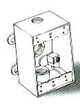 2 In. Deep with Lugs - Gray Three Threaded Outlets - 4-1/2 In. x 2-3/4In.