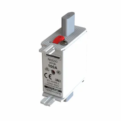 Eaton Bussmann series low voltage NH Fuse, Live gripping lug, 690V, 35A, 120 kAIC, Combination fuse status indicator, fuse, Blade end connection, Class C gL/gG, Square-body with kn...