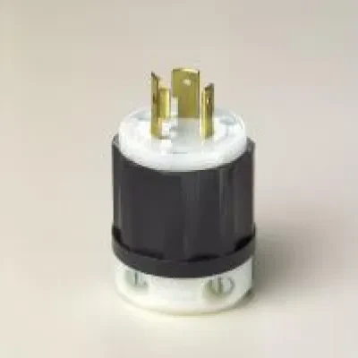 20 Amp, 125 Volt, NEMA L5-20P, 2P, 3W, Locking Plug, Industrial Grade, Grounding - Black-White