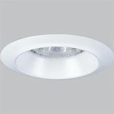 4 in Lensless Shower Open Trim in a White finish with bright white powder painted integral metal flange. Damp location listed.