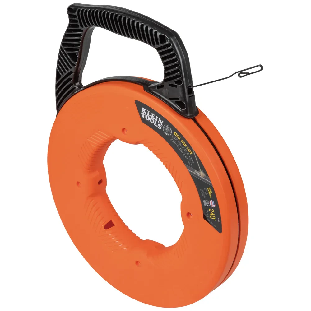 Steel Fish Tape, 1/8-Inch x 240-Foot, Durable, high-carbon strength 1/8-Inch wide steel fish tapes are firm yet flexible for long runs and large wire pulls