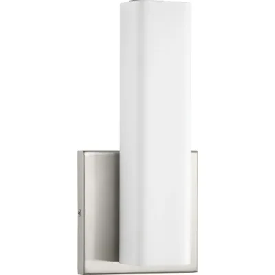 Beam LED vanity and sconces feature a squared, tubular opal glass diffuser paired with a simple, modern metal canopy. An integrated LED source provides a variety of energy and cost...