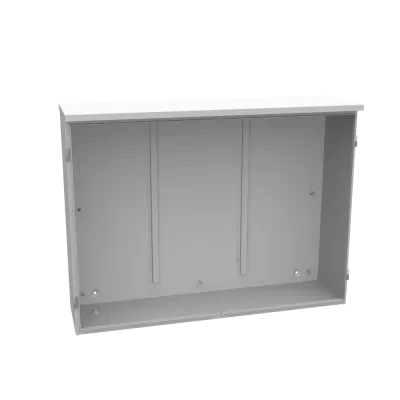 36x12x48 Hinge Cover Type 3R Steel No Knockouts ANSI 61 Gray Double Doors Padlocking 3PT Handle Back Panel Weld Studs Drip Shield No Center Post