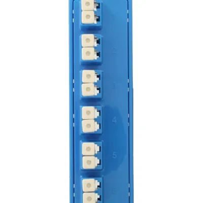 Injection Molder Adapted Plate, Opt-X 6-Pack Duplex LC 0S2, 12-Fiber Blue, Zirconia Ceramic Sleeve