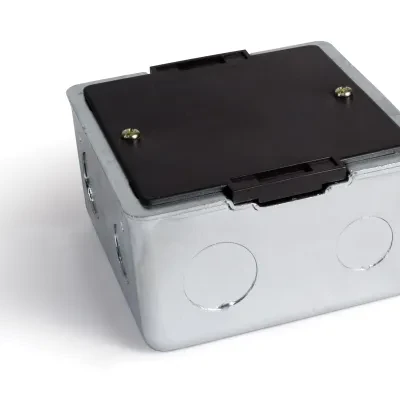 Concrete Box, 1 outlet, 4-5/16 x 3-1/4 in. Size, Silver, Scrub Water Tight construction, Side cable entry, Floor Mount, including PUFP Plates