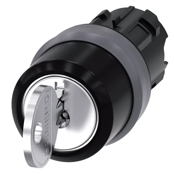 RONIS KEY-OPERATED SWITCH, 22MM, ROUND, PLASTIC WITH METAL FRONT RING, LOCK NO.SB30, WITH 2 KEYS, 3 SWITCH POSITIONS I-O-II, LATCHING, ACTUATING ANGLE 2X45 DEG., 10 30H/12H/13 30H,...