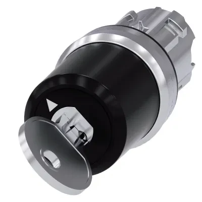 Ces key-operated switch, 22mm, round, metal, shiny, lock no. stgh10, with 2 keys, 2 switch positions o-i, latching, actuating angle 90 deg., 10 30h/13 30h, keyremoval pos. o+i