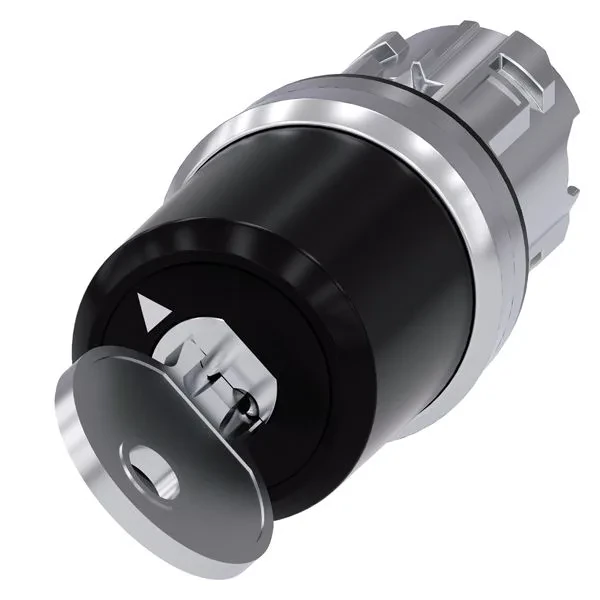Ces key-operated switch, 22mm, round, metal, shiny, lock no. stgh10, with 2 keys, 2 switch positions o-i, latching, actuating angle 90 deg., 10 30h/13 30h, keyremoval pos. o+i