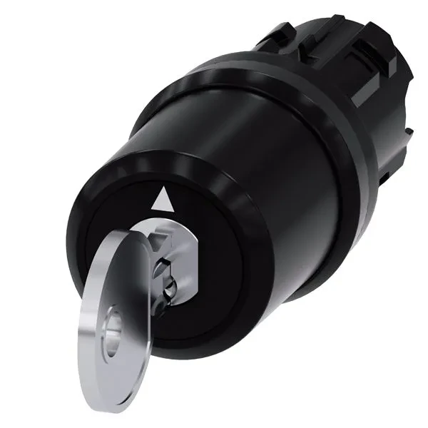 Ces key-operated switch, 22mm, round, plastic, lock no. ssg10, with 2 keys, 3 switch positions i-o-ii, momentary contact type, actuating angle 2x45 deg., 10 30h/12h/13 30h, key rem...