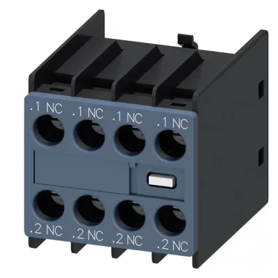 Aux.switch block,front,4nc, curr.path 1NC, 1NC, 1NC, 1NC, f. cont. relays a. motor cont., sz s00 and s0, screw terminal .1 / .2,.1 / .2,.1 / .2,.1 / .2