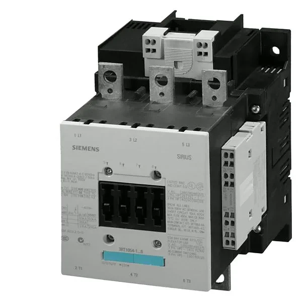 Contactor,IEC,Sirius,Standard 3 Pole,Non-Reversing 220 - 240 AC/DC Coil Frame Size S6,115A Panel Mount 2 NO ( & ) 2 NC Auxiliaries No Suppression Lugs (Not Included) Terminals UL File E31519 in Vol.11 Sec. 5