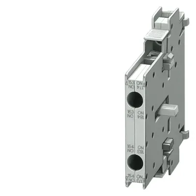 Aux. switch block, 1 no+1 nc, din en50012, laterally, 10 mm, screw connection,size s0...s12, for motor contactors