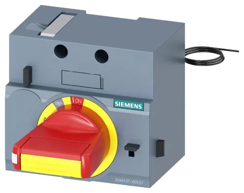 BREAKER 3VA Front mounted rotary operator FMRO FOR 3VA51 at 125A YELLOW RED EMERGENCY STOP WITH ILLUMINATION KIT WITH DOOR INTERLOCK WITH DOOR OPENING FUNCTIONWITH HANDLE NEMA 1