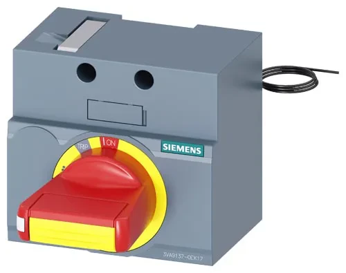 BREAKER 3VA Front mounted rotary operator FMRO FOR 3VA51 at 125A YELLOW RED EMERGENCY STOP WITH ILLUMINATION KIT WITHOUT DOOR INTERLOCK WITHOUT DOOR OPENING FUNCTION WITH HANDLE NEMA 1