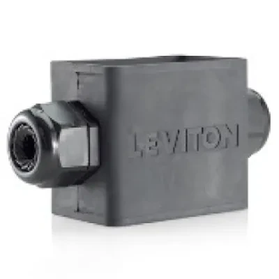 Portable Outlet Box, Single-Gang, Standard Depth, Feed-Thru Style, Cable Diameter 0.590-Inch 1.000-Inch, Black