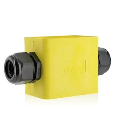 Portable Outlet Box, Single-Gang, Standard Depth, Feed-Thru Style, Cable Diameter 0.590-Inch 1.000-Inch, Yellow