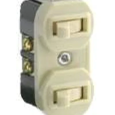 15 Amp, 120/277 Volt, Duplex Style Single-Pole / Single-Pole AC Combination Switch, Grounding, White