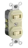 15 Amp, 120/277 Volt, Duplex Style Single-Pole / Single-Pole AC Combination Switch, Grounding, White
