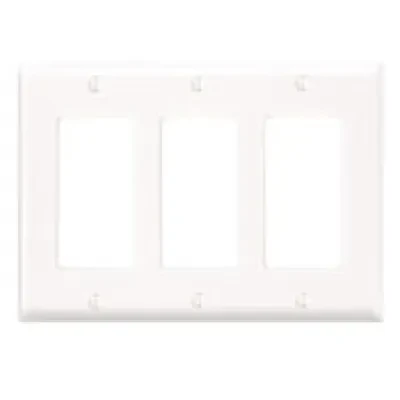 3-Gang Decora/GFCI Device Decora Wallplate, Standard Size, Thermoplastic Nylon, Device Mount. White