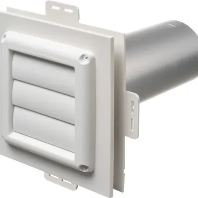 Dryer vent mounting block kit. Non metallic for new construction. Fits 1/2" and 5/8" step and dutch lap siding.