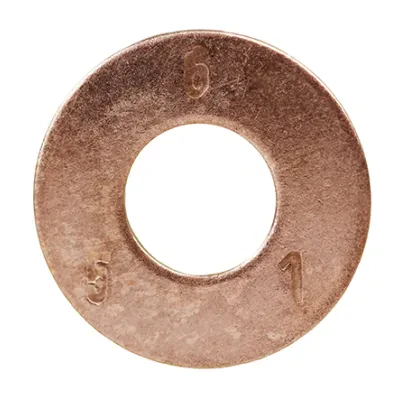Flat Washer, Silicon Bronze material, 1/16 in. thickness, 3/4 in. outside diameter, 3/8 in. inside diameter, fits bolt size 5/16 in.