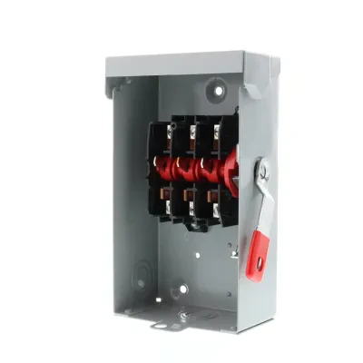 SIEMENS LOW VOLTAGE VBII DOUBLE-BREAK ENCLOSED SAFETY SWITCH. SERIES A 3-POLE 3-WIRE NON-FUSED GENERAL DUTY SWITCH. RATED 240V 60A. SPECIAL FEATURES NEMA TYPE 1 INDOOR ENCLOSURE.