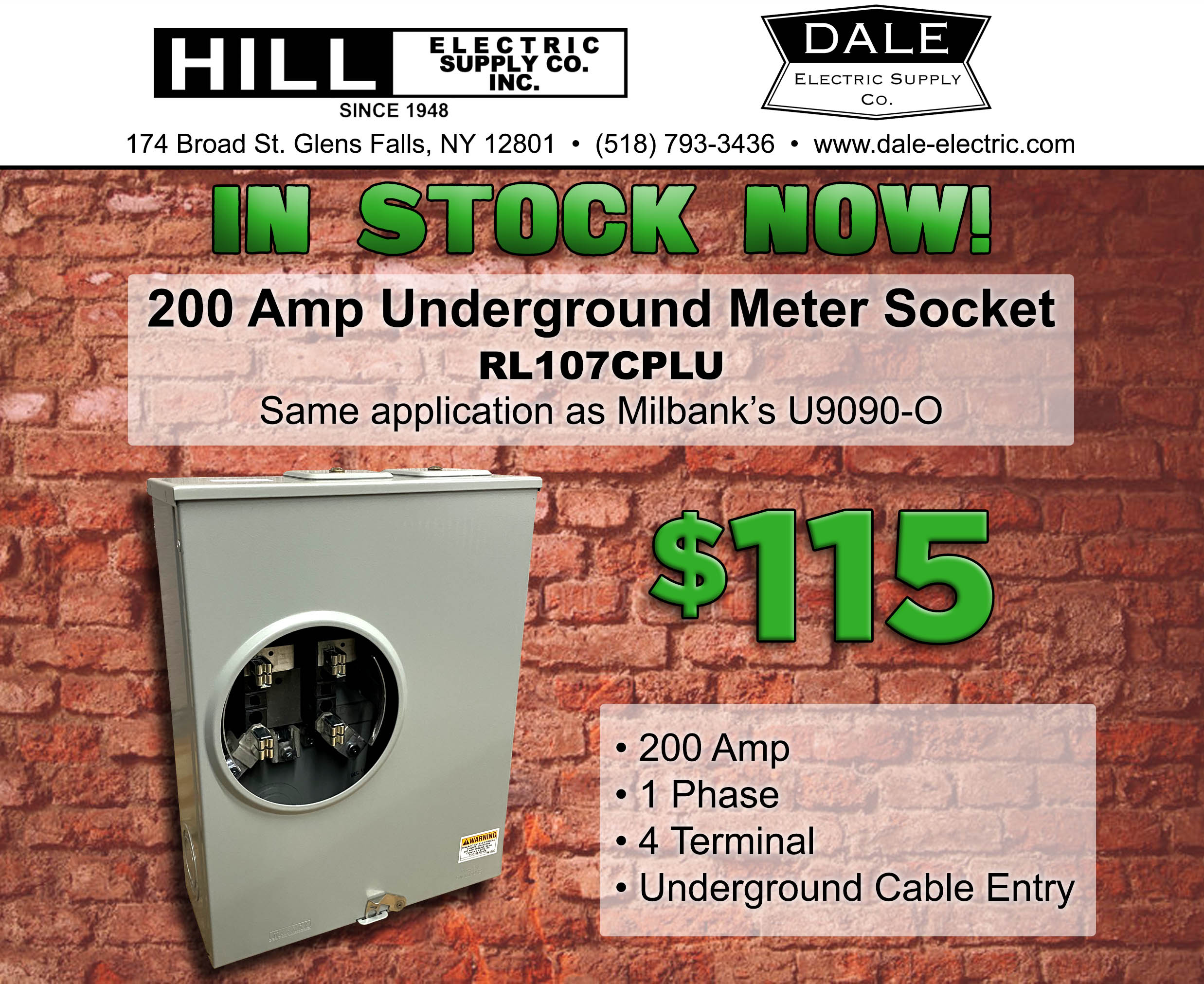In Stock: 200 Amp Underground Meter Socket