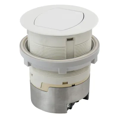 Hubbell Wiring Device Kellems, Furniture Connectivity Box, KitchenCounter Top Pop-Up, Flush Mount, White