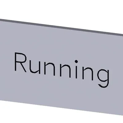 Labeling plate snap-on or self-adhesive for label holder, label size 12.5 x 27mm, label silver, lettering black, with inscription running