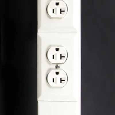 Two-compartment pole (power and communications). Nominal material thickness .040" (1.0mm). Length 10'5" (3.2m). Factory wired with two specification grade 20A 125V duplex receptacl...