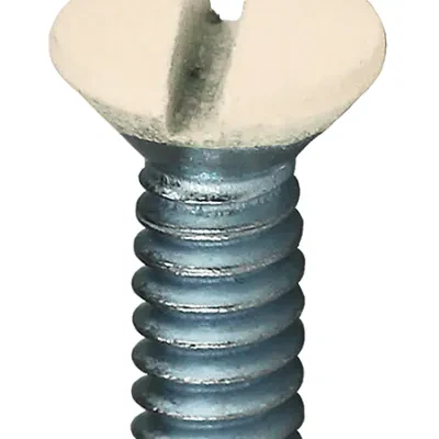 Oval Head Wall Plate Screw, Steel material, 1 in. length, #6-32 thread size, Almond head color, Painted finish, Slotted drive