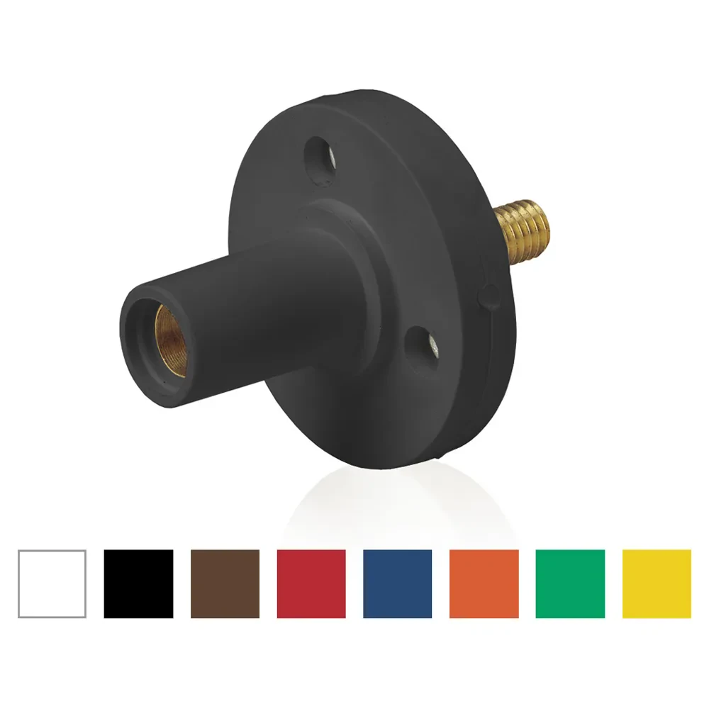 Rhino-Hide 15 Series Female Panel Receptacle, Cam-Type, 1/2"L Threaded Stud, #8 - #2 AWG, 150 Amp Max, Type 3R "While-in-Use" - Red