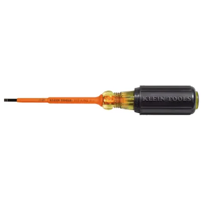 Insulated 1/8-Inch Slotted Screwdriver, 4-Inch, Perfect for working in control boxes or other terminal block applications where insulated tools are necessary