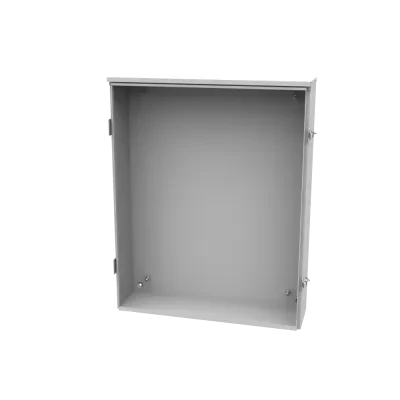 30x6x24 Hinge Cover Type 3R UL Listed Steel No Knockouts ANSI 61 Gray Back Panel Weld Studs Drip Shield Emboss Mounting Holes in Back Padlocking Draw Latch