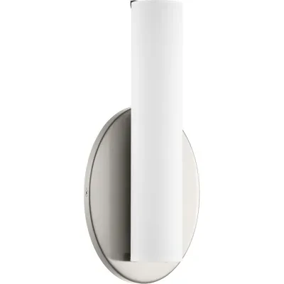 Parallel LED vanity and sconces feature a tubular opal glass diffuser paired with a simple, modern metal canopy. An integrated LED source provides a variety of energy and cost savi...