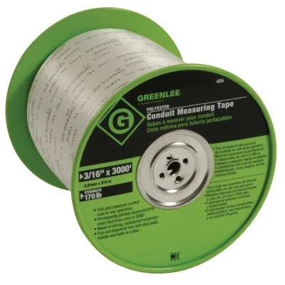 Polyester Conduit Measuring Tape, 3/16" x 3000' (44./mm x 914m).  Fish and measure conduit runs in one operation.  Permanently printed measurements every foot from zero to 3000'  (...