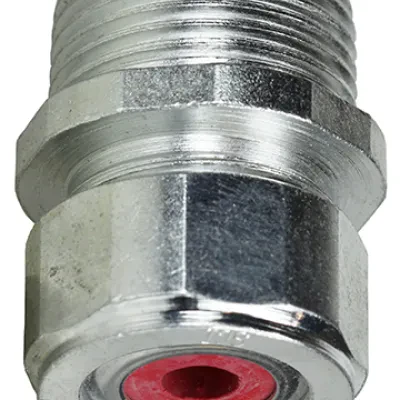 Steel Strain Relief Connector, 1/2 in. Size, 0.150 to 0.250 in. conductor range, Zinc Plated Finish, Red