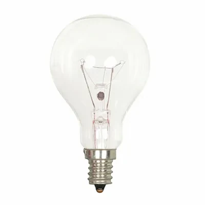 Incandescent General Service Lamp, Designation: 60A15/CL/E12S, 120 V, 60 WTT, A15 Shape, E12 Candelabra Base, Clear, C-9 Filament, 1000 HR, Lumens: 700 LM Initial, 3-3/8 IN Length,...