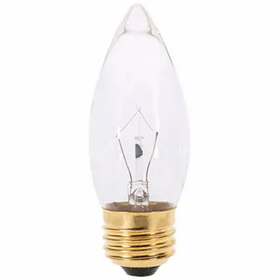 Incandescent Decorative Lamp, Designation: 40B10/FAN, 120 V, 40 WTT, B10 Shape, E26 Medium Base, Clear, CC-2V Filament, 2000 HR, Lumens: 300 LM Initial, 3-7/8 IN Length, 1-1/4 IN D...