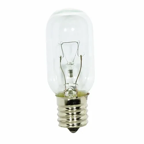 Incandescent Indicator & Sign Lamp, Designation: 40T8N, 130 V, 40 WTT, T8 Shape, E17 Intermediate Base, Clear, CC-2V Filament, 2000 HR, Lumens: 360 LM Initial, 2-5/8 IN Length, 1 I...