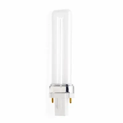 Compact Fluorescent Single Twin 2 Pin Lamp, Designation: CFS7W/841, 7 WTT, T4 Shape, G23 G23 Base, 12000 HR, Lumens: 400 LM Initial, 4100 DEG K Color Temperature, Cool White 82 CRI...