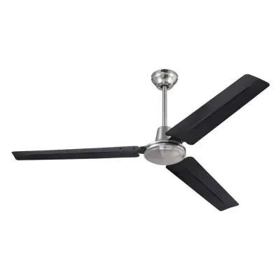 56" Brushed Nickel Finish Black Steel Blades Ball Hanger Installation System