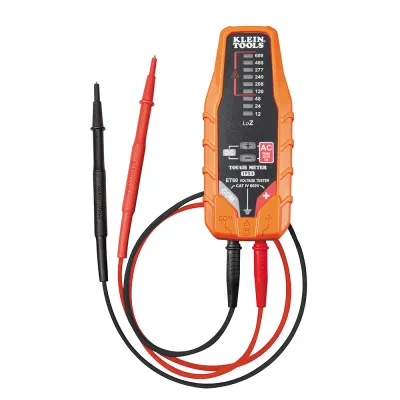 Electronic AC/DC Voltage Tester, 12 to 600V, Voltage Tester for AC/DC voltage from 12-600V at nine useful levels aligned with commonly used voltages