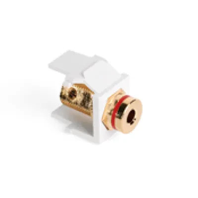 QuickPort Banana Jack Adapter, Gold-Plated with Red Stripe, White