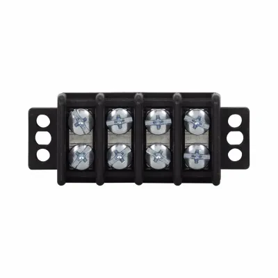 Double Row Terminal Block, 45A, Black, Eight-pole, -40 to 130 Degrees C, Breakdown voltage 7500V, Barrier, 600V, Molded thermoplastic base, tin-plated brass terminal, nickel-plated...