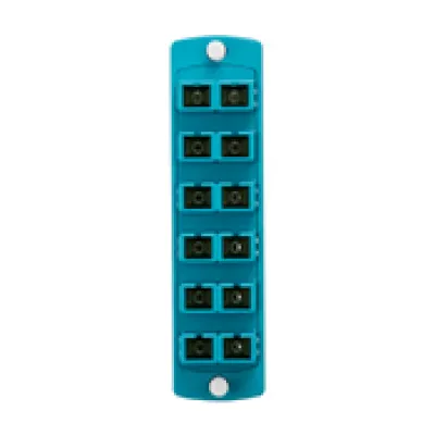 Injection Molded Adapter Plate, Opt-X 6-Pack Duplex SC OM3, 12- Fiber, Aqua