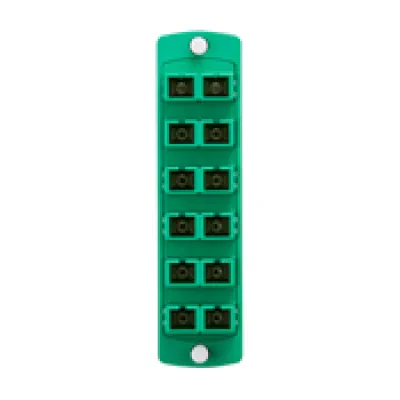 Injection Molded Adapter Plate, Opt-X 6-Pack Duplex SC/APC OS2, 12- Fiber, Green