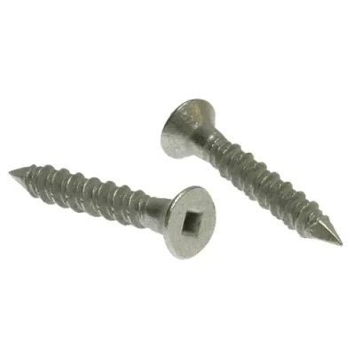 1/4 x 1-1/4 Flat Head Concrete Screw, Silver Mechanical Zinc, Corrosion Resistant finish, Nail Point, Square drive type, 100 per pack