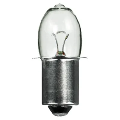 Miniature Lamp, Designation: PR15, 4.8 V, 2.4 WTT, B3 1/2 Shape, P13.5s Single Contact Mini Flange Base, Clear, C-2R Filament, 30 HR, Lumens: 2 LM Initial, 0.5 AMP, 1-1/4 IN Length...